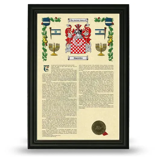 Horovitz Armorial History Framed - Black