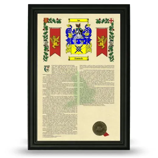 Horrach Armorial History Framed - Black