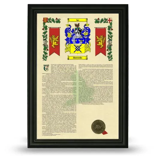 Horrocks Armorial History Framed - Black