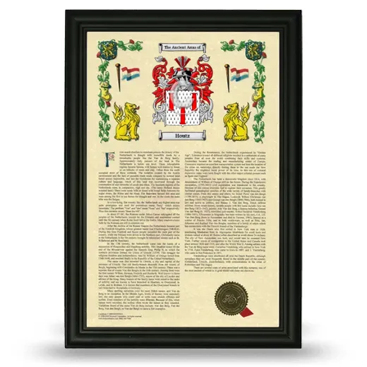 Houtz Armorial History Framed - Black