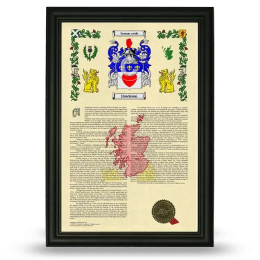 Howieson Armorial History Framed - Black