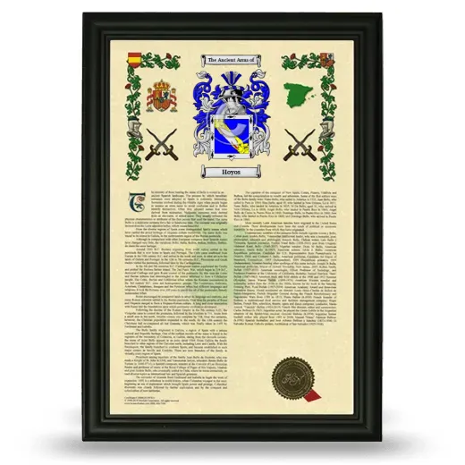 Hoyos Armorial History Framed - Black