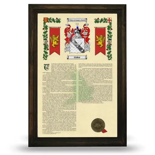 Hubor Armorial History Framed - Brown