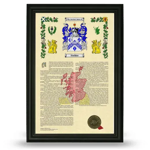 Huckins Armorial History Framed - Black