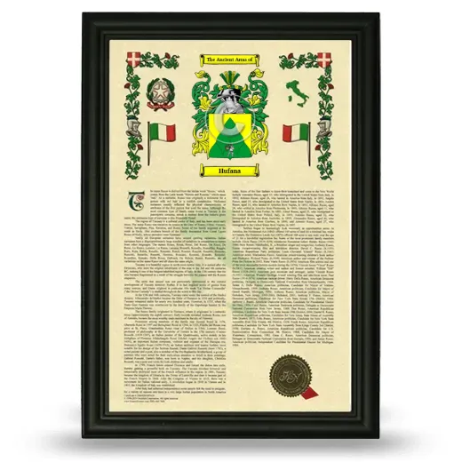 Hufana Armorial History Framed - Black