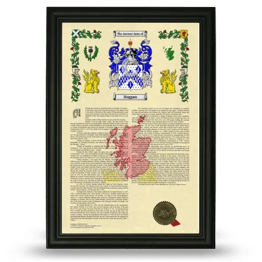 Huggan Armorial History Framed - Black