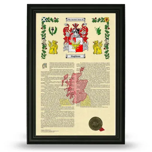 Hughison Armorial History Framed - Black