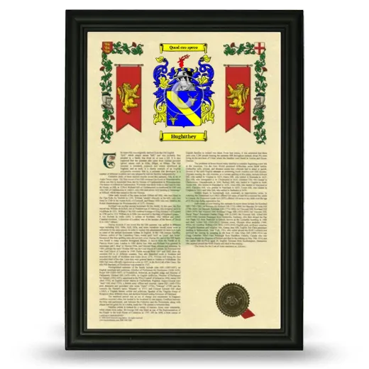 Hughithey Armorial History Framed - Black