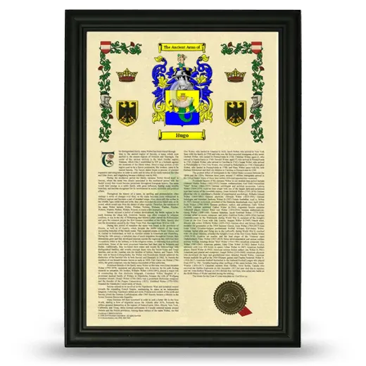 Hugo Armorial History Framed - Black