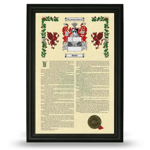 Huish Armorial History Framed - Black