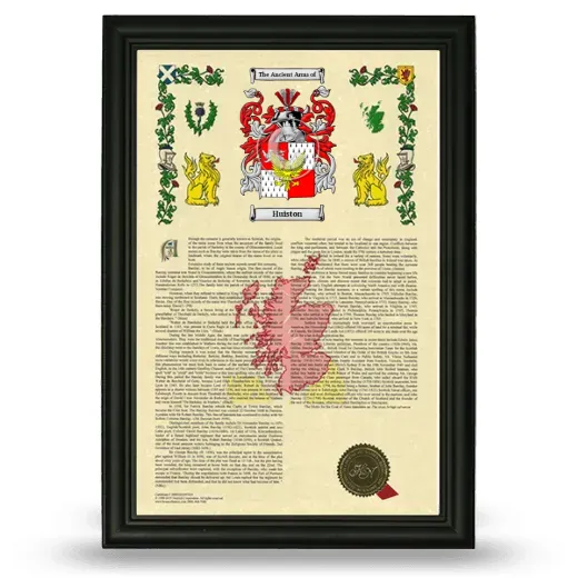 Huiston Armorial History Framed - Black