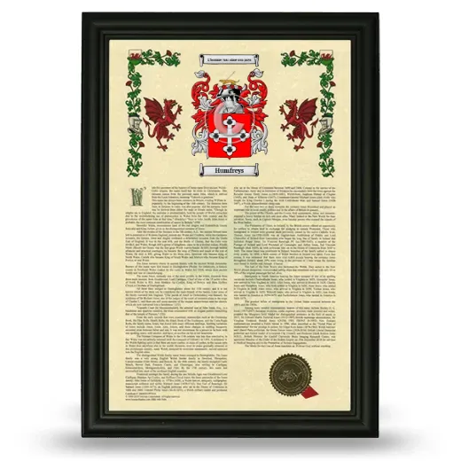 Humfreys Armorial History Framed - Black