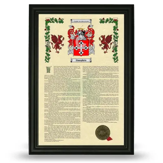 Humphris Armorial History Framed - Black