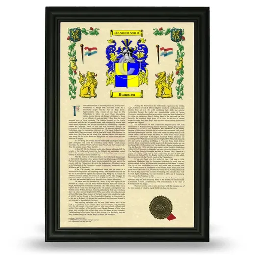 Hungaren Armorial History Framed - Black