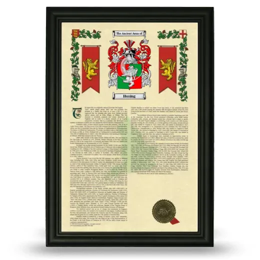 Huning Armorial History Framed - Black
