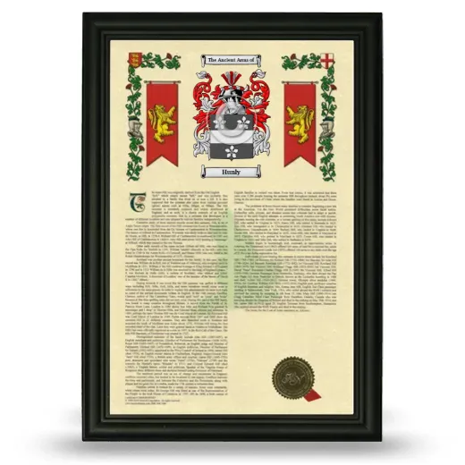 Hunly Armorial History Framed - Black