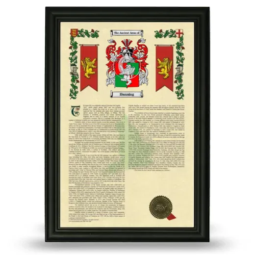 Hunning Armorial History Framed - Black
