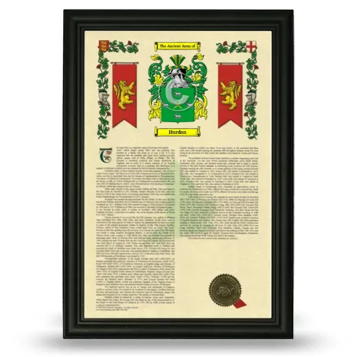 Hurdan Armorial History Framed - Black