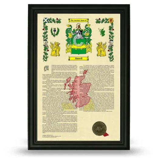 Hurrell Armorial History Framed - Black
