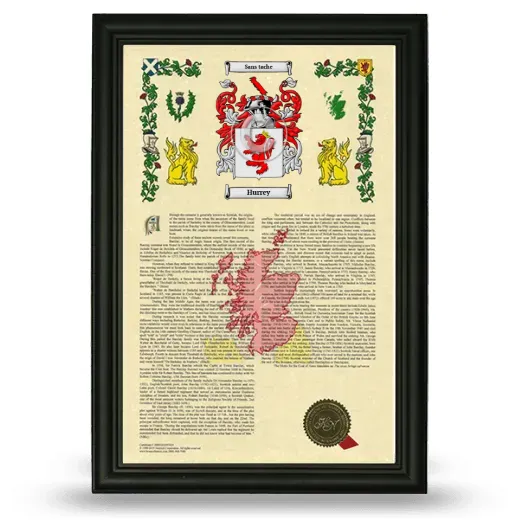 Hurrey Armorial History Framed - Black