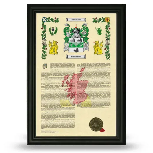 Hutchison Armorial History Framed - Black