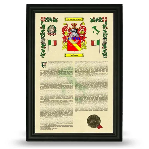 Iachino Armorial History Framed - Black