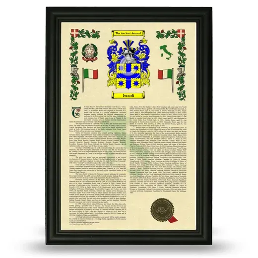Ierardi Armorial History Framed - Black