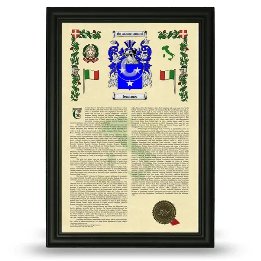 Iermano Armorial History Framed - Black