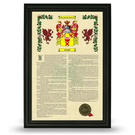 Ievynd Armorial History Framed - Black