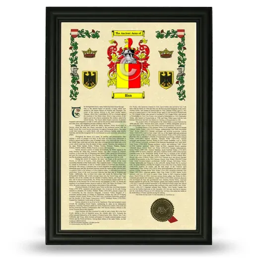 Ifan Armorial History Framed - Black
