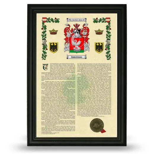 Immerman Armorial History Framed - Black