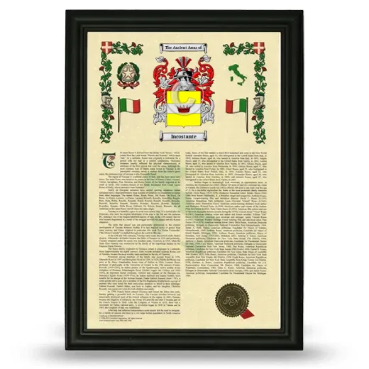 Incostante Armorial History Framed - Black