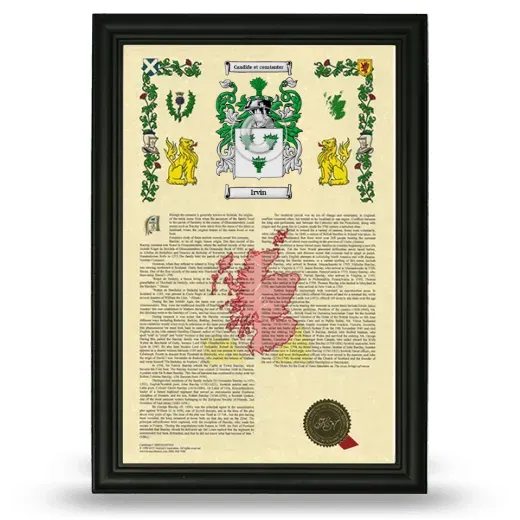Irvin Armorial History Framed - Black