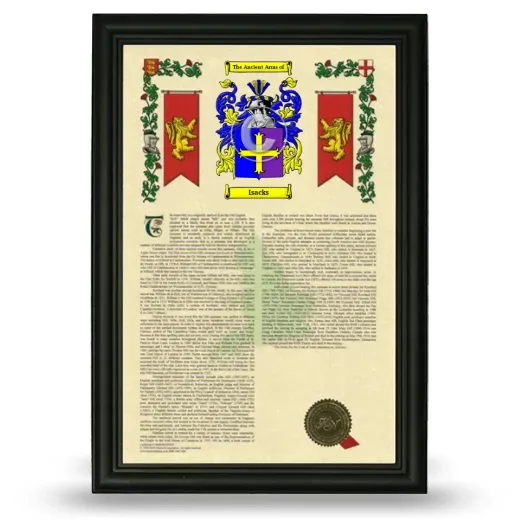 Isacks Armorial History Framed - Black