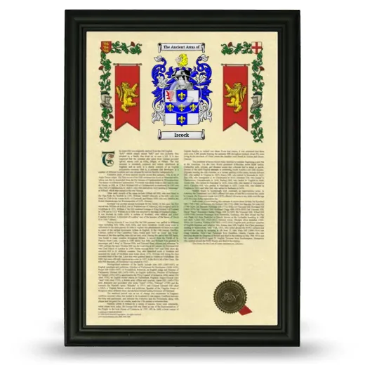 Iscock Armorial History Framed - Black