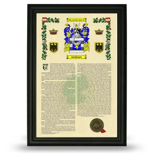 Isenberger Armorial History Framed - Black