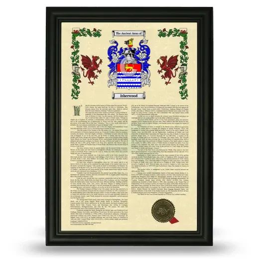 Isherwood Armorial History Framed - Black