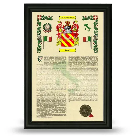 Israel Armorial History Framed - Black