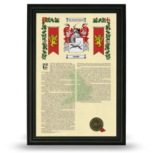 Jacobe Armorial History Framed - Black