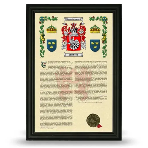 Jacobson Armorial History Framed - Black