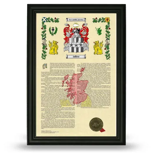 Jaffrey Armorial History Framed - Black