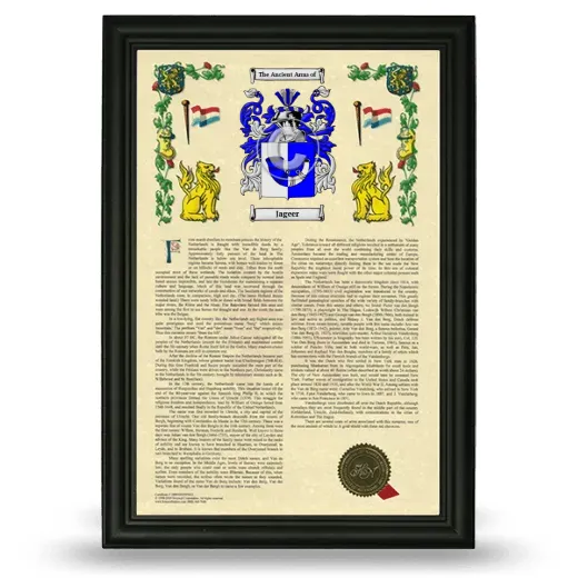 Jageer Armorial History Framed - Black