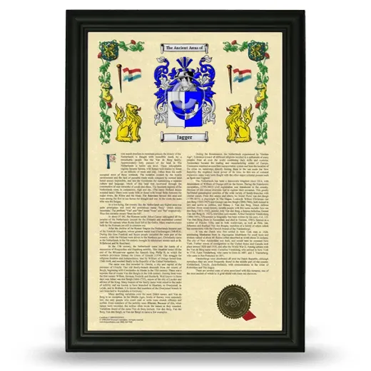Jagger Armorial History Framed - Black