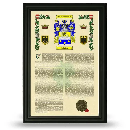Jahnich Armorial History Framed - Black