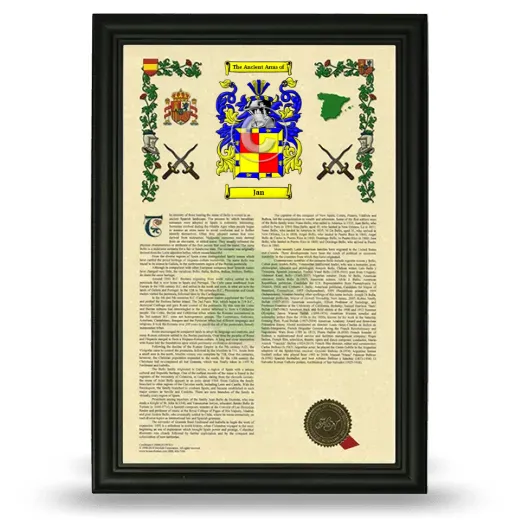 Jan Armorial History Framed - Black