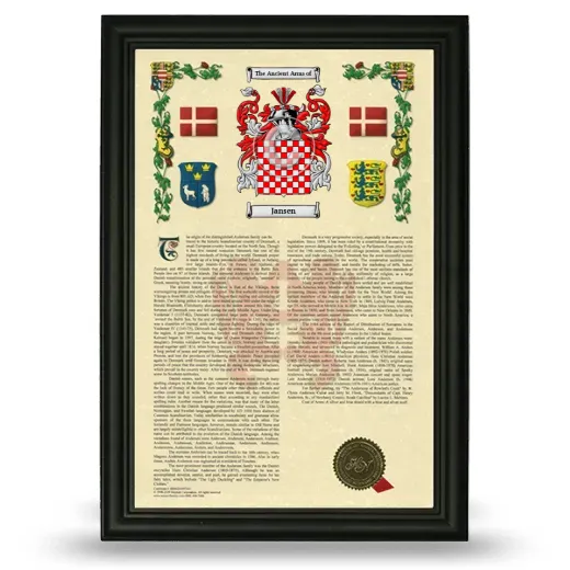 Jansen Armorial History Framed - Black