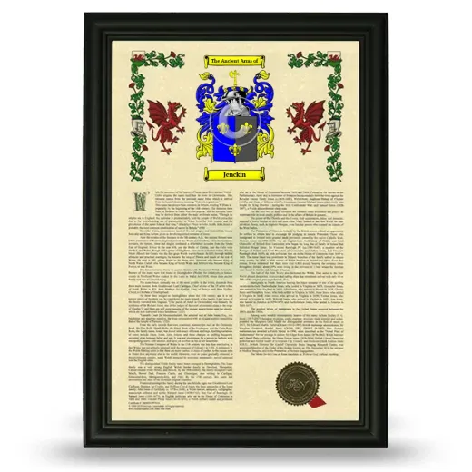Jenckin Armorial History Framed - Black