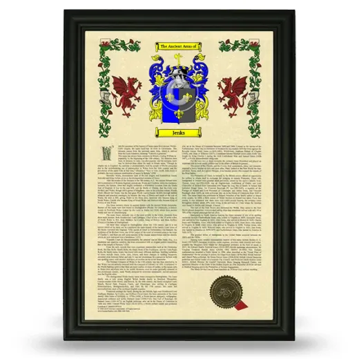 Jenks Armorial History Framed - Black