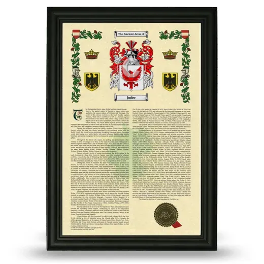 Joder Armorial History Framed - Black