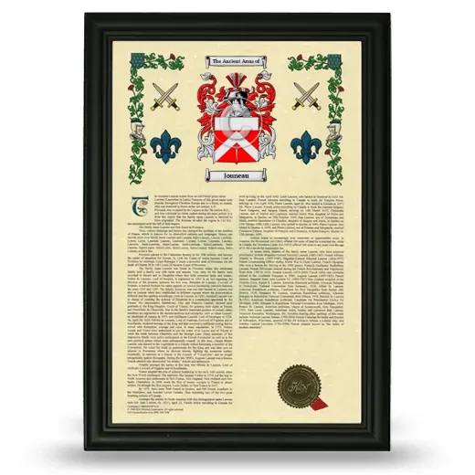 Jouneau Armorial History Framed - Black